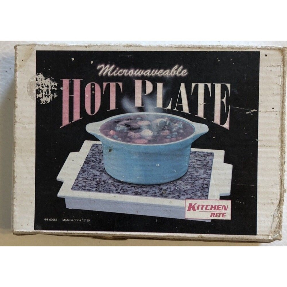Kitchen Rite Small Microwaveable Granite Hot Plate #9658 OG Box & Manual VTG